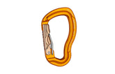 Grivel Tau wire-lock carabiner gold front view, ergonomic design for easy handling