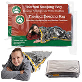 Grizzly Gear emergency thermal sleeping bag folded for compact carry and quick access.