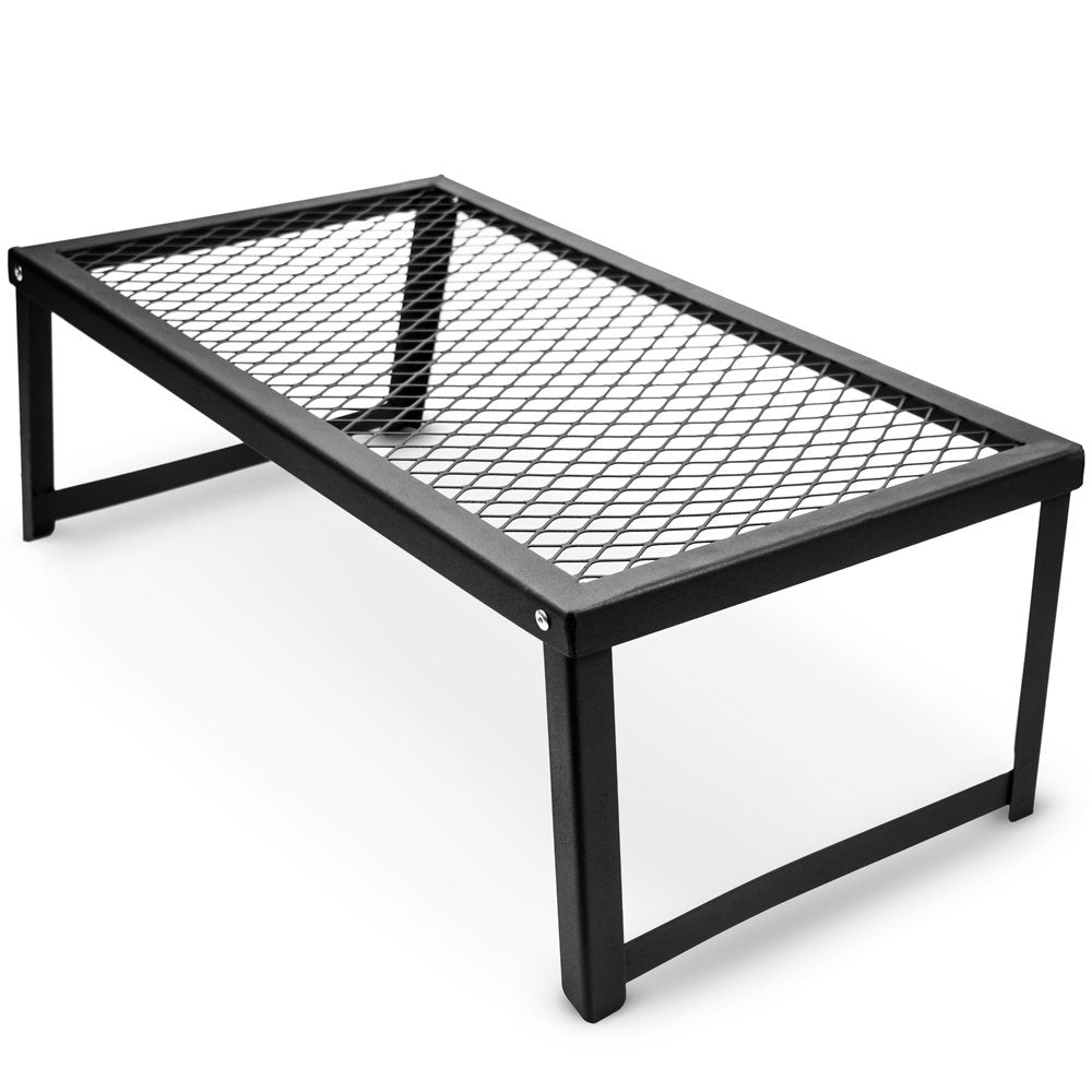 Grizzly Peak heavy-duty grill gate 20x10 assembly view for campfire cooking.