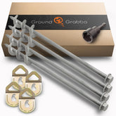 GROUNDGRABBA screw-in tent stake in hard ground provides reliable anchoring for tents.