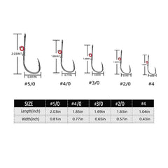 Close-up of GRSECPO shrimp hooks showing double-barb design