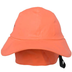 Close-up of welded water ditch on the front brim and adjustable chin strap