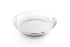 GSI Outdoors Glacier Stainless Deep Plate on camping table for rugged outdoor meals.