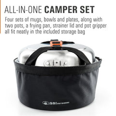 GSI Outdoors Glacier Stainless Camper 4P on stove demonstrates safe, even heat distribution