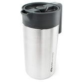 GSI Outdoors JavaPress 30oz overall view in brushed stainless for camping coffee