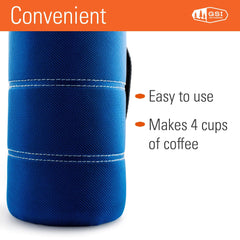 GSI Outdoors JavaPress blue insulated lid emphasizes heat retention outdoors