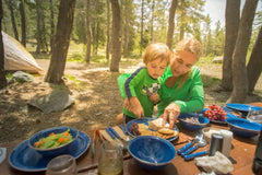 GSI Outdoors Pioneer enamel bowls for four enable versatile outdoor meals.
