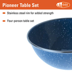 GSI Outdoors Pioneer enamel stack design saves space during camping trips.
