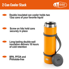 GSI Outdoors Stack 2-Can Cooler with lid secured, preventing spills during travel