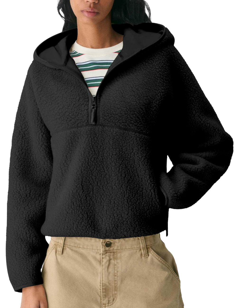 GTLIAE women's hoodie half-zip sherpa fleece for chilly mornings