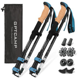 GPTCAMP walking sticks folded compact for easy backpack travel.
