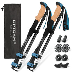 GPTCAMP walking sticks folded compact for easy backpack travel.