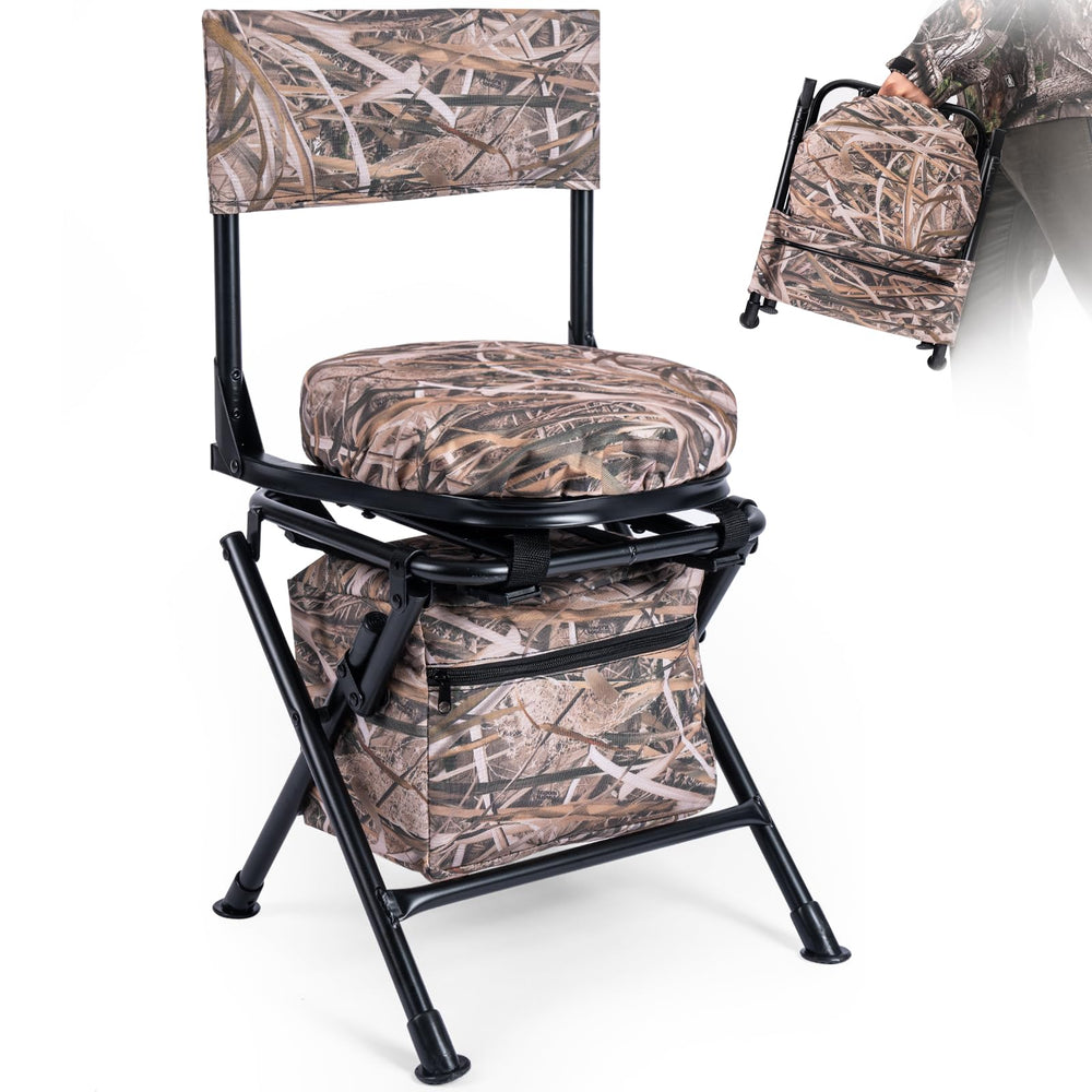 GUANIEE 360° swivel hunting chair with rotating base for smooth field tracking