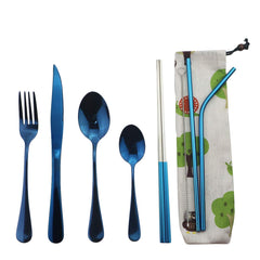Gugrida blue reusable utensils set for eco-friendly travel and meals.
