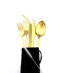 Gugrida gold dinner fork and tea spoon for comfortable daily dining.