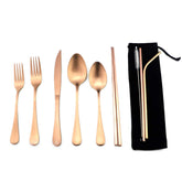 Gugrida rose gold silverware set with case for easy camping meals