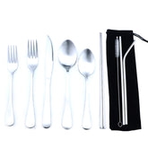 Gugrida silverware set with case, camping-ready and neatly stored for on-the-go meals.