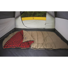 Guide Gear Canvas Hunter sleeping bag plaid interior lining close-up