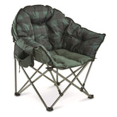 Guide Gear Club Camping Chair in green plaid, oversized comfort by the campfire.
