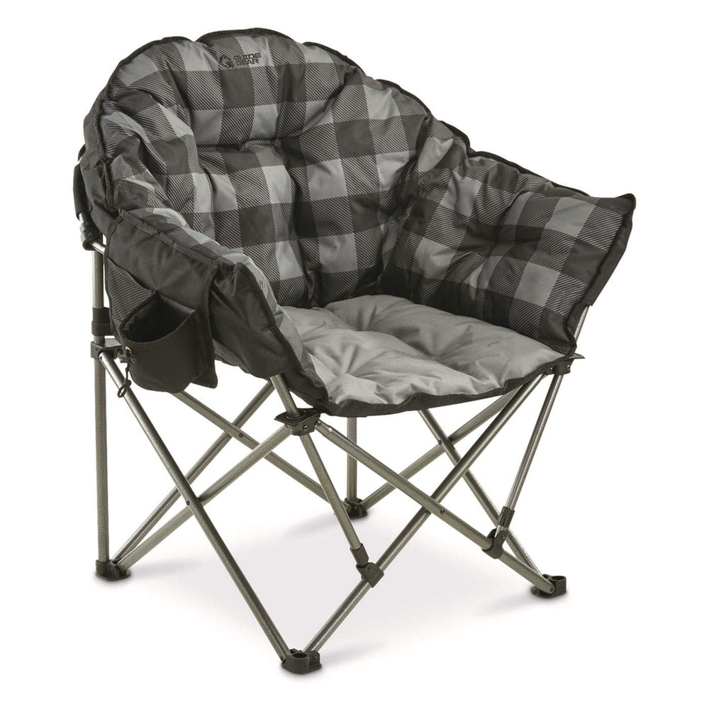 Guide Gear Club Chair with padded seat offers comfortable camp seating by the fire.