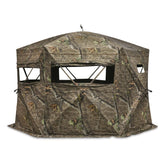 Guide Gear Educator blind exterior with large windows offering 360-degree visibility for hunting.