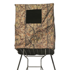 Guide Gear elevated deer blind attached to a tower stand for elevated concealment.