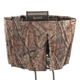 Guide Gear Half Blind Enclosure mounted on a 20ft tripod, enhancing concealment and setup ease.
