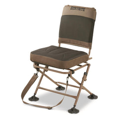 Huntrite chair side view shows silent 360-degree swivel during hunts.