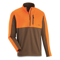 Guide Gear upland quarter-zip fleece pullover — front view with blaze for high-visibility in hunting