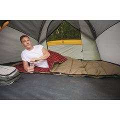 Guide Gear sleeping bag two-way zipper for easy entry from either side.