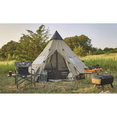 Guide Gear teepee tent waterproof shell keeps you dry.