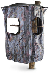 Guide Gear universal tree stand blind front view emphasizes camo concealment and easy entry