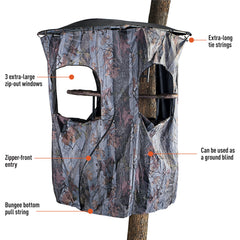 Guide Gear universal tree stand blind side view shows built-in windows for shooting access