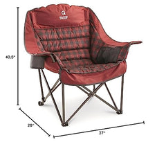 Guide Gear XL camping chair backrest supports relaxed lounging by the camp.