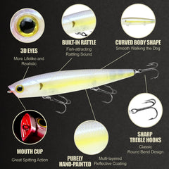 Gunfish 95 4-inch top-water lure in flight for long casts