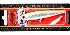 Close-up of Gunfish 95 cupped mouth with lifelike wounded baitfish design in Bone Shad