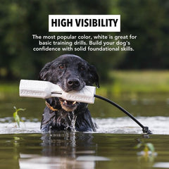 GUNNER dog training bumper white cap-removable demonstrates simple scent-training setup.