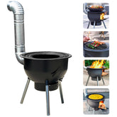 GXONE multifunction stove front view shows rugged steel body for off-grid cooking.