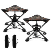 GYMAX 360° swivel camping stool showing smooth rotation for social seating.