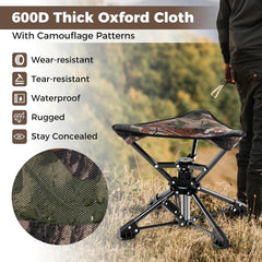 GYMAX 360° Swivel Camping Stool – Portable Folding Chair with Carry Bag