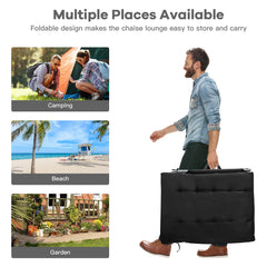GYMAX adjustable backrest and footrest provide customizable comfort for relaxing outdoors.