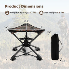 GYMAX 360° Swivel Camping Stool – Portable Folding Chair with Carry Bag