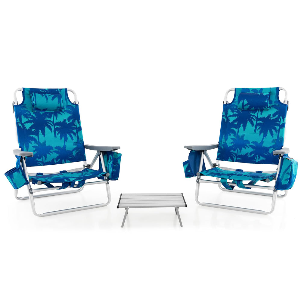 GYMAX Beach Chair foldable-backpack design facilitates easy transport and storage.