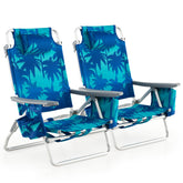 GYMAX beach chair foldable backpack in use at the shore for easy transport