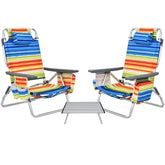 GYMAX beach chair with yellow stripe, foldable design for effortless portability and sun-ready seating.