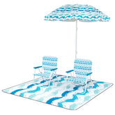 GYMAX beach umbrella tilted 30 degrees for flexible shade.