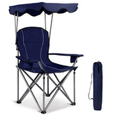 GYMAX camping chair with canopy offers cool shade for outdoor picnics and beach days
