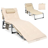 GYMAX Camping Cot: 27-inch lounge chair for outdoor comfort.
