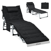 GYMAX camping cot front view in black for outdoor sleeping comfort.
