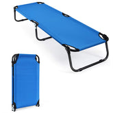 GYMAX cot unfolded setup for quick, comfortable outdoor rest.